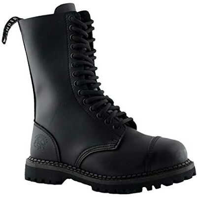 Grinders Herald Unisexe Noir en Cuir Ranger Militaire Embout en Acier Bottes avec 14 Oeillets À Lacets De Fixation 39 - Publicité Grinders Herald Unisexe Noir en Cuir Ranger Militaire Embout en Acier Bottes avec 14 Oeillets À Lacets De Fixation 39 - Publicité