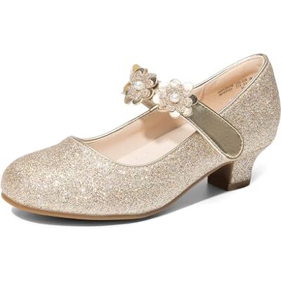 DREAM PAIRS Mary Jane Chaussures à talons bas pour fille Motif fleurs Fête Mariage Princesse, doré clair, 36 EU - Publicité DREAM PAIRS Mary Jane Chaussures à talons bas pour fille Motif fleurs Fête Mariage Princesse, doré clair, 36 EU - Publicité