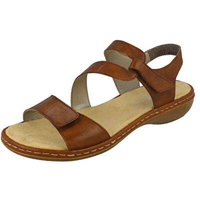 Rieker Sphere Womens Riptape Sandals 37 EU 24 Tan Lea - Publicité Rieker Sphere Womens Riptape Sandals 37 EU 24 Tan Lea - Publicité