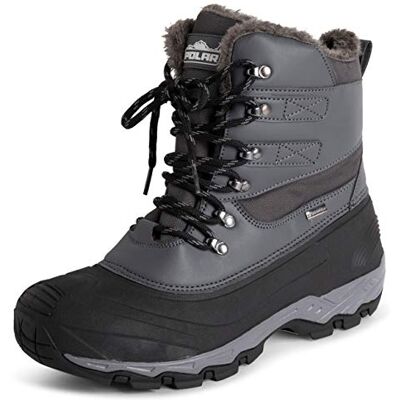 Polar Hommes Imperméable Semelle Bande De Roulement Profonde Fausse Fourrure Doublée l'hiver Bottes De Neige Gris Lacer UK12/EU46 YC0683 - Publicité Polar Hommes Imperméable Semelle Bande De Roulement Profonde Fausse Fourrure Doublée l'hiver Bottes De Neige Gris Lacer UK12/EU46 YC0683 - Publicité