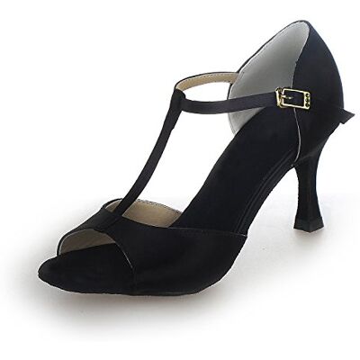JIAJIA 20511 Sandales pour Femmes 2.7'' Talon évasé Super Satin Latin Chaussures de Danse Couleur Noir, Taille 42 EU - Publicité JIAJIA 20511 Sandales pour Femmes 2.7'' Talon évasé Super Satin Latin Chaussures de Danse Couleur Noir, Taille 42 EU - Publicité