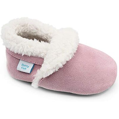 Dotty Fish Chaussons en daim pour bébé et enfant – Semelle souple antidérapante, doublure polaire chaude, effet pieds nus – Garçon & fille Rose 12-18 mois - Publicité Dotty Fish Chaussons en daim pour bébé et enfant – Semelle souple antidérapante, doublure polaire chaude, effet pieds nus – Garçon & fille Rose 12-18 mois - Publicité