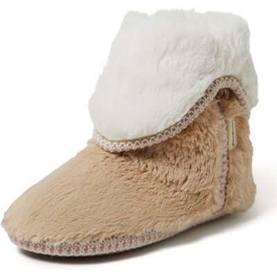 Dearfoams Chaussons Beth Furry Foldover pour femme, latte, Large - Publicité Dearfoams Chaussons Beth Furry Foldover pour femme, latte, Large - Publicité