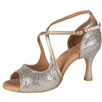 Rummos Femmes Chaussures de Danse GT8-147 Cuir/GlitterLux Platine Largeur régulière 6 cm 60R Flare Talon Pointure: EUR 40 - Publicité Rummos Femmes Chaussures de Danse GT8-147 Cuir/GlitterLux Platine Largeur régulière 6 cm 60R Flare Talon Pointure: EUR 40 - Publicité