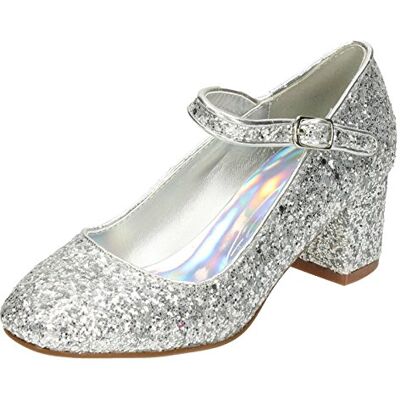 Chaussures Spot On à talons brillantes pour filles Dolly H3057 Argent pailleté Taille UK 12 Taille EU 30 Taille US 13 - Publicité Chaussures Spot On à talons brillantes pour filles Dolly H3057 Argent pailleté Taille UK 12 Taille EU 30 Taille US 13 - Publicité