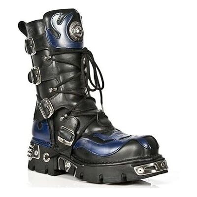 New Rock Unisexe 107-C5 Noir Bleu Métallique Skull Diable Goth Punk Bottes en Cuir 6 - Publicité New Rock Unisexe 107-C5 Noir Bleu Métallique Skull Diable Goth Punk Bottes en Cuir 6 - Publicité