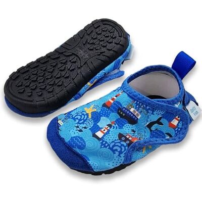 Dotty Fish Chaussures Aquatiques et Chaussures de Plage pour bébés et Enfants, garçons et Filles, Semelle antidérapante, séchage Rapide, Souples, Fermeture Ajustable – Bateau Bleu 21–22 EU - Publicité Dotty Fish Chaussures Aquatiques et Chaussures de Plage pour bébés et Enfants, garçons et Filles, Semelle antidérapante, séchage Rapide, Souples, Fermeture Ajustable – Bateau Bleu 21–22 EU - Publicité