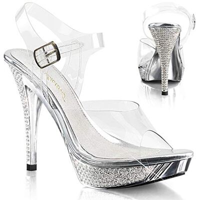 Fabulicious Pleaser Elegant 408 Sandales Plateforme Femme Transparent (Clr/Slv Chrome) 39 (UK 6) - Publicité Fabulicious Pleaser Elegant 408 Sandales Plateforme Femme Transparent (Clr/Slv Chrome) 39 (UK 6) - Publicité