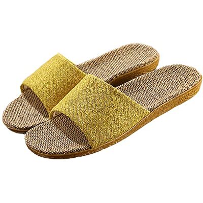 HANDKEI Pantoufles en lin unisexes à la mode pantoufles d'intérieur antidérapantes à bout ouvert chaussures de plage en plein air sandales (jaune, numeric_39) - Publicité HANDKEI Pantoufles en lin unisexes à la mode pantoufles d'intérieur antidérapantes à bout ouvert chaussures de plage en plein air sandales (jaune, numeric_39) - Publicité