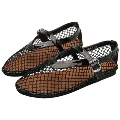 FIENZA Chaussures de ballet en maille plates pour femme, confortables, avec bout rond, boucle en maille, style Mary Jane, style décontracté, pour femme, large, décontracté, pour le bureau, usage quotidien - Publicité FIENZA Chaussures de ballet en maille plates pour femme, confortables, avec bout rond, boucle en maille, style Mary Jane, style décontracté, pour femme, large, décontracté, pour le bureau, usage quotidien - Publicité