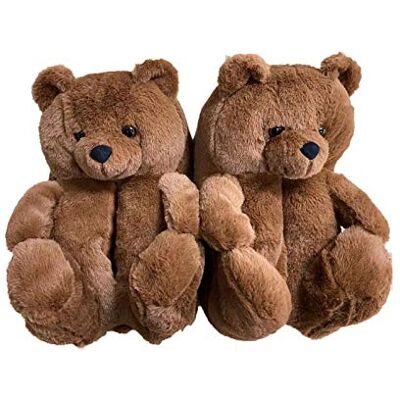 WENLIANG Dames Nounours, En Peluche Ameublement Chaussures Chaudes En Coton éPais, Chaussons D'hiver brun clair - Publicité WENLIANG Dames Nounours, En Peluche Ameublement Chaussures Chaudes En Coton éPais, Chaussons D'hiver brun clair - Publicité