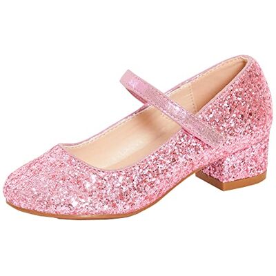 Lora Dora Chaussures Mary Jane de fête à talon bas avec bride pour fillettes Rose Rose pailleté, 33 EU - Publicité Lora Dora Chaussures Mary Jane de fête à talon bas avec bride pour fillettes Rose Rose pailleté, 33 EU - Publicité