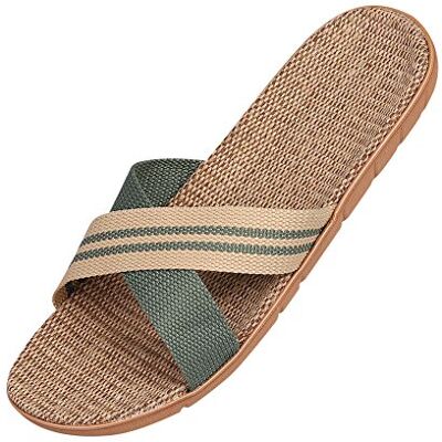 QCHOMEE Unisexe Plates Couples Antidéparant Tongs d'Intérieur Maison Bureau en Lin Mules Sabots Slippers Eté Léger Chaussons Pantoufles Plage Piscine Chaussures Ouverts Confort,39/40 EU,Vert - Publicité QCHOMEE Unisexe Plates Couples Antidéparant Tongs d'Intérieur Maison Bureau en Lin Mules Sabots Slippers Eté Léger Chaussons Pantoufles Plage Piscine Chaussures Ouverts Confort,39/40 EU,Vert - Publicité