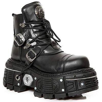 New Rock Bottines de Combat Gothiques à Plateforme en Cuir Noir M-TANK007-S1 - Publicité New Rock Bottines de Combat Gothiques à Plateforme en Cuir Noir M-TANK007-S1 - Publicité