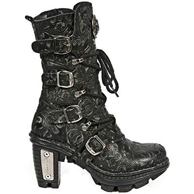 New Rock NEOTR005-S25 Vintage Floral Noir Gothique Rock Punk Dames Cuir Mode Mollet Bottes 38 - Publicité New Rock NEOTR005-S25 Vintage Floral Noir Gothique Rock Punk Dames Cuir Mode Mollet Bottes 38 - Publicité