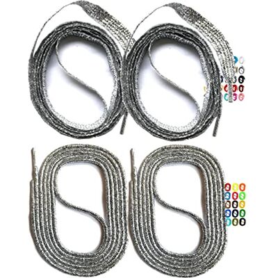 SNORS 2 PAIRES Lacets PLATS 150cm, ARGENT, 6mm de large lavables, indéchirable, élastiques PREMIUM qualité Lacets pour chucks, bottines et bottes, lacets - Publicité SNORS 2 PAIRES Lacets PLATS 150cm, ARGENT, 6mm de large lavables, indéchirable, élastiques PREMIUM qualité Lacets pour chucks, bottines et bottes, lacets - Publicité