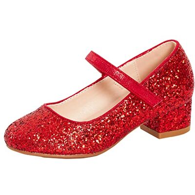 Lora Dora Chaussures Mary Jane de fête à talon bas avec bride pour fillettes Rouge Rouge pailleté, 28 EU - Publicité Lora Dora Chaussures Mary Jane de fête à talon bas avec bride pour fillettes Rouge Rouge pailleté, 28 EU - Publicité