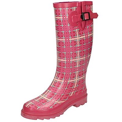Spot On Bottes en caoutchouc à imprimé tartan pour femme, rose fuchsia, 41 EU - Publicité Spot On Bottes en caoutchouc à imprimé tartan pour femme, rose fuchsia, 41 EU - Publicité