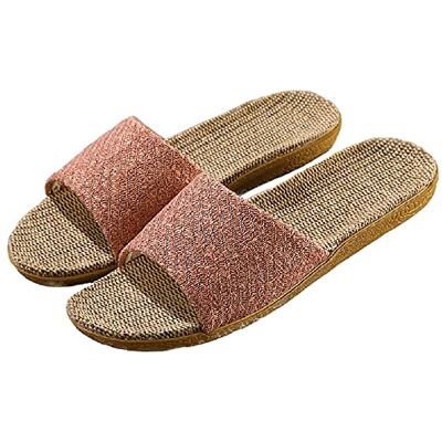 HANDKEI Pantoufles en lin unisexes à la mode pantoufles d'intérieur antidérapantes à bout ouvert chaussures de plage en plein air sandales (Caoutchouc rouge, numeric_39) - Publicité HANDKEI Pantoufles en lin unisexes à la mode pantoufles d'intérieur antidérapantes à bout ouvert chaussures de plage en plein air sandales (Caoutchouc rouge, numeric_39) - Publicité