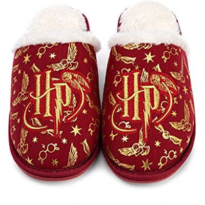 Harry Potter Pantoufles pour femmes,Dames adultes chaussures de maison moelleuses cadeaux de marchandises pour elle Mocassins à enfiler avec lunettes Hedwig magiques en or rouge et étoiles,38-39 EU - Publicité Harry Potter Pantoufles pour femmes,Dames adultes chaussures de maison moelleuses cadeaux de marchandises pour elle Mocassins à enfiler avec lunettes Hedwig magiques en or rouge et étoiles,38-39 EU - Publicité