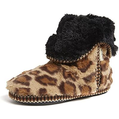 Dearfoams Femme Beth Furry Foldover Boot Chausson, léopard, Medium - Publicité Dearfoams Femme Beth Furry Foldover Boot Chausson, léopard, Medium - Publicité