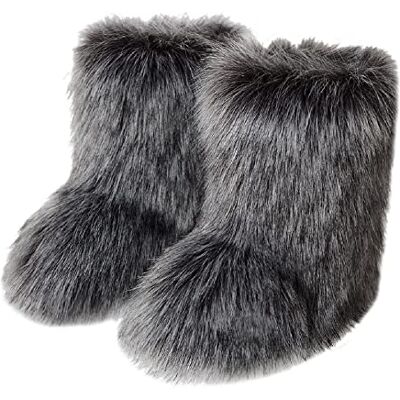BWGHBH Bottes en fourrure moelleuse pour femmes Bottes en fausse fourrure idéales pour l'hiver, neige printemps- Chaussures d'Intérieur Extérieur (Argenté 40) - Publicité BWGHBH Bottes en fourrure moelleuse pour femmes Bottes en fausse fourrure idéales pour l'hiver, neige printemps- Chaussures d'Intérieur Extérieur (Argenté 40) - Publicité