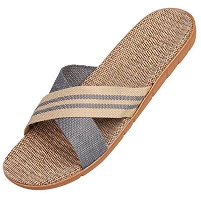 Vineen Unisexe Plates Couples Antidéparant Tongs d'Intérieur Maison Bureau en Lin Mules Sabots Slippers Eté Léger Chaussons Pantoufles Plage Piscine Chaussures Ouverts Confort,44/45 EU,Argent - Publicité Vineen Unisexe Plates Couples Antidéparant Tongs d'Intérieur Maison Bureau en Lin Mules Sabots Slippers Eté Léger Chaussons Pantoufles Plage Piscine Chaussures Ouverts Confort,44/45 EU,Argent - Publicité
