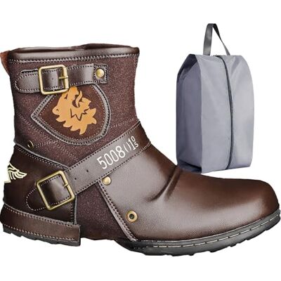 CaiHmnsa Bottes de moto for hommes Bottines Bottes en cuir à fermeture éclair à la mode Chaussures décontractées Bottes de moto imperméables Bottes occidentales Grande taille(Coffee,EU 42) - Publicité CaiHmnsa Bottes de moto for hommes Bottines Bottes en cuir à fermeture éclair à la mode Chaussures décontractées Bottes de moto imperméables Bottes occidentales Grande taille(Coffee,EU 42) - Publicité