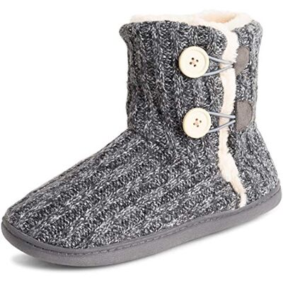 Polar Femmes Mousse A Mémoire Tricotée Bouton Fausse Fourrure Semelle En Caoutchouc Peluche L'hiver Chaussons Gris UK5/EU38 YC0717 - Publicité Polar Femmes Mousse A Mémoire Tricotée Bouton Fausse Fourrure Semelle En Caoutchouc Peluche L'hiver Chaussons Gris UK5/EU38 YC0717 - Publicité