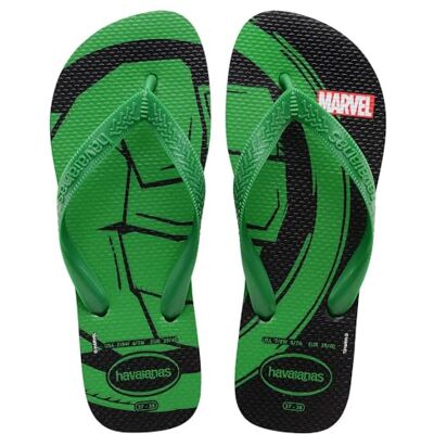 Havaianas Top Marvel Logomania (Mini Me) Garçon FlipFlop Black/Patria Green 25 EU - Publicité Havaianas Top Marvel Logomania (Mini Me) Garçon FlipFlop Black/Patria Green 25 EU - Publicité
