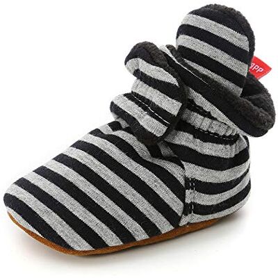 Morbuy Chaussures Bébés, Unisexe Enfants Filles Nouveau Né Toddler Fond Mou Coton Impression de rayures Antidérapant Premières Pas Chaussures Marcheurs (Rayures noires,1 / 11cm / 0-6 mois) - Publicité Morbuy Chaussures Bébés, Unisexe Enfants Filles Nouveau Né Toddler Fond Mou Coton Impression de rayures Antidérapant Premières Pas Chaussures Marcheurs (Rayures noires,1 / 11cm / 0-6 mois) - Publicité
