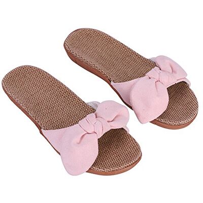 ITODA Femme en Lin Chaussures Plates avec Papillon de N?uds Antidérapant Chaussons de Plage Voyage Maison Respirant Tongs à Bout Ouvert Semelle Doux pour Intérieur ou Extérieur 39-40 Rose - Publicité ITODA Femme en Lin Chaussures Plates avec Papillon de N?uds Antidérapant Chaussons de Plage Voyage Maison Respirant Tongs à Bout Ouvert Semelle Doux pour Intérieur ou Extérieur 39-40 Rose - Publicité