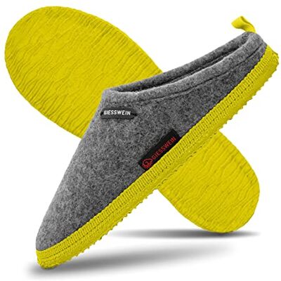 Giesswein Woolpops Anthracite/Citron Vert 40 Pantoufles pour Femmes et Hommes, Chaussons en Feutre Unisexes, Mules avec Semelle antidérapante en Caoutchouc Naturel - Publicité Giesswein Woolpops Anthracite/Citron Vert 40 Pantoufles pour Femmes et Hommes, Chaussons en Feutre Unisexes, Mules avec Semelle antidérapante en Caoutchouc Naturel - Publicité