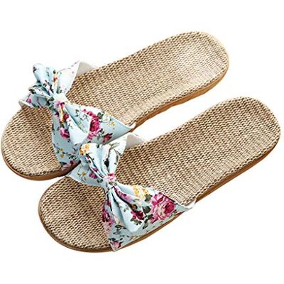 AUXDIQ Xindiqiu Pantoufles d'été en lin pour femmes Sandales plates respirantes Pantoufles en lin de coton Intérieur Extérieur - Publicité AUXDIQ Xindiqiu Pantoufles d'été en lin pour femmes Sandales plates respirantes Pantoufles en lin de coton Intérieur Extérieur - Publicité