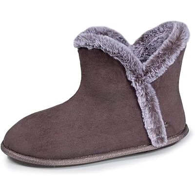 Isotoner Chaussons pantoufles Bottillons femme ultra confortables et chauds, interieur et bordure en fausse fourrure, 37, gris - Publicité Isotoner Chaussons pantoufles Bottillons femme ultra confortables et chauds, interieur et bordure en fausse fourrure, 37, gris - Publicité