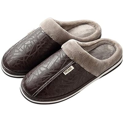 HIHELO Pantoufles en coton pour homme Chaussons d'hiver et d'intérieur Chaussures chaudes à semelle épaisse Pantoufles de maison imperméables Chaussures en coton pour homme Café, 48-49 (28,1 - Publicité HIHELO Pantoufles en coton pour homme Chaussons d'hiver et d'intérieur Chaussures chaudes à semelle épaisse Pantoufles de maison imperméables Chaussures en coton pour homme Café, 48-49 (28,1 - Publicité