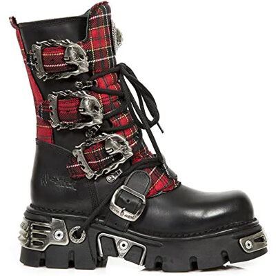 New Rock Boots 391T-S1 Botte Gothique à Plateforme en Cuir Noir Métallisé Tartan Unisexe9 - Publicité New Rock Boots 391T-S1 Botte Gothique à Plateforme en Cuir Noir Métallisé Tartan Unisexe9 - Publicité