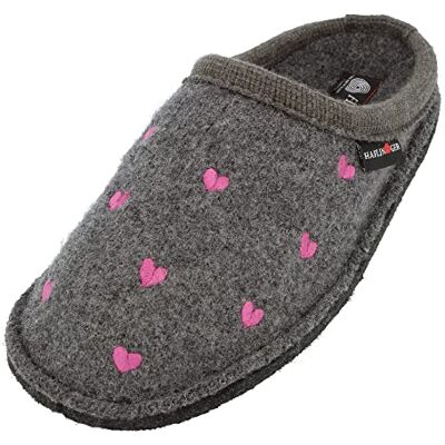 HAFLINGER Flair Valentine Chaussons en tissu Motif cœur, anthracite, 38 EU - Publicité HAFLINGER Flair Valentine Chaussons en tissu Motif cœur, anthracite, 38 EU - Publicité