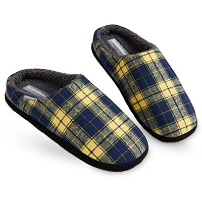 DUNLOP Chaussons Homme Hiver Pantoufles Homme Chaude Confortable Chausson Homme Fourré Mémoire de Forme (Bleu/Moutarde, numeric_42) - Publicité DUNLOP Chaussons Homme Hiver Pantoufles Homme Chaude Confortable Chausson Homme Fourré Mémoire de Forme (Bleu/Moutarde, numeric_42) - Publicité