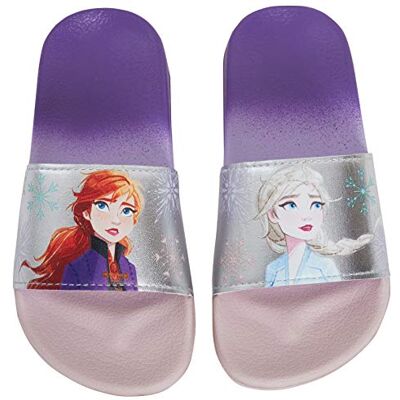 Disney La Reine des Neiges 2 Sandales d'été légères et imperméables Elsa Anna dégradé arc-en-ciel pour fille, Argenté., 24 EU - Publicité Disney La Reine des Neiges 2 Sandales d'été légères et imperméables Elsa Anna dégradé arc-en-ciel pour fille, Argenté., 24 EU - Publicité