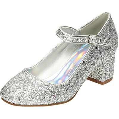 Spot On Chaussures à talons pour filles H3057 – Paillettes argentées – Taille UK Argenté Argenté., 32 EU - Publicité Spot On Chaussures à talons pour filles H3057 – Paillettes argentées – Taille UK Argenté Argenté., 32 EU - Publicité