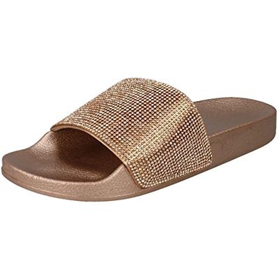 Spot On Sliders en strass pour femme, Or rose., 37 EU - Publicité Spot On Sliders en strass pour femme, Or rose., 37 EU - Publicité