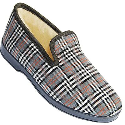 Cachalo Pantoufles Charentaises MACQUARREL pour homme Dessus lainage écossais gris semelles en gomme et intérieur 100% mouton pointure 45 - Publicité Cachalo Pantoufles Charentaises MACQUARREL pour homme Dessus lainage écossais gris semelles en gomme et intérieur 100% mouton pointure 45 - Publicité
