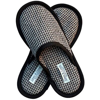 Linen & Cotton Chaussons de Bain de Luxe Hommes/Femmes TIGO (Eur 43-44, Noir) - Publicité Linen & Cotton Chaussons de Bain de Luxe Hommes/Femmes TIGO (Eur 43-44, Noir) - Publicité