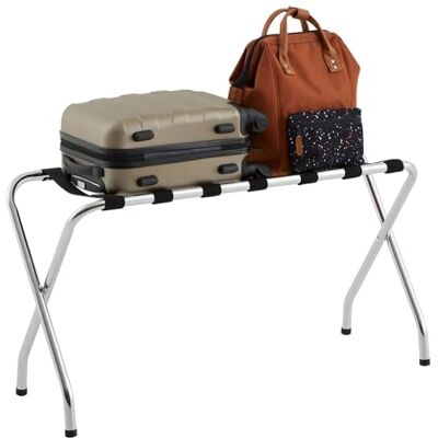 IDIMEX Porte-Valise Voyage en métal chromé, Support-Bagages Accessoire de Chambre hôtel pour Sac de Voyage et Valise, Support Valise Pliable avec 7 Sangles de Maintien - Publicité IDIMEX Porte-Valise Voyage en métal chromé, Support-Bagages Accessoire de Chambre hôtel pour Sac de Voyage et Valise, Support Valise Pliable avec 7 Sangles de Maintien - Publicité