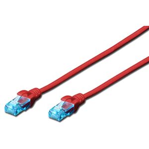 Digitus Câble LAN Cat 5e 1m Câble réseau CCA avec RJ45 U/UTP Non blindé Compatible Cat-6 & Cat-5 Rouge - Publicité