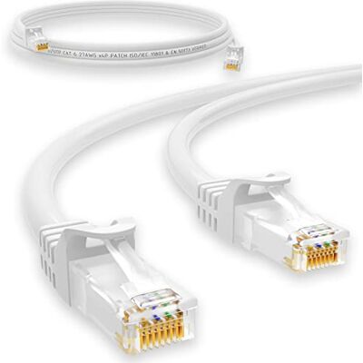HB-DIGITAL Câble réseau LAN Cat.6 3 m – Vitesse de transfert jusqu'à 1 Gbit/s – Connecteur RJ45 300 cm Cat 6 Blanc cuivre professionnel U/UTP Cat6 Ethernet Cable Patchcable Switch Router modem - Publicité HB-DIGITAL Câble réseau LAN Cat.6 3 m – Vitesse de transfert jusqu'à 1 Gbit/s – Connecteur RJ45 300 cm Cat 6 Blanc cuivre professionnel U/UTP Cat6 Ethernet Cable Patchcable Switch Router modem - Publicité