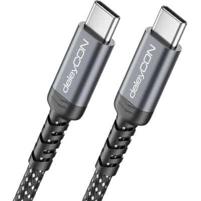 deleyCON 1,5m Câble USB-C 240 W 10 Gbps PD 3.1 Câble de Charge et Données, DP Alt Mode, 4K@60Hz pour iPhone 17 16 Pro Max Air AirPods Galaxy A16 A56 S25 S24 iPad SSD PC Moniteur MacBook Tablette - Publicité deleyCON 1,5m Câble USB-C 240 W 10 Gbps PD 3.1 Câble de Charge et Données, DP Alt Mode, 4K@60Hz pour iPhone 17 16 Pro Max Air AirPods Galaxy A16 A56 S25 S24 iPad SSD PC Moniteur MacBook Tablette - Publicité