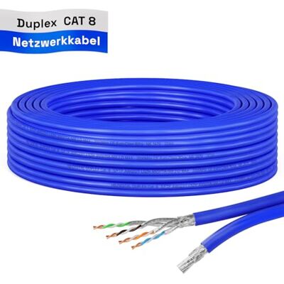HB-DIGITAL 10m Câble Ethernet CAT 8 S/FTP PiMF CAT8.1, Câble Réseau d’Installation Duplex en Cuivre Massif, 2000MHz, RJ45, LSZH, AWG22 Bleu - Publicité HB-DIGITAL 10m Câble Ethernet CAT 8 S/FTP PiMF CAT8.1, Câble Réseau d’Installation Duplex en Cuivre Massif, 2000MHz, RJ45, LSZH, AWG22 Bleu - Publicité