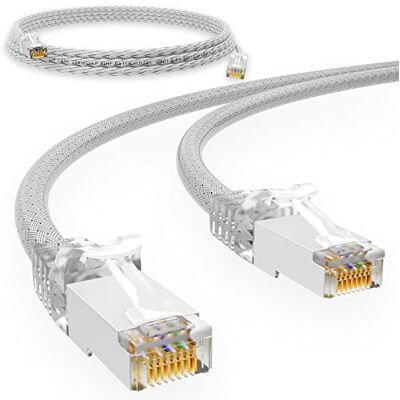 HB-DIGITAL Câble patch RJ45 LAN CAT 6 0,5 m Câble réseau jusqu'à 1 Gbit/s CAT 6 En cuivre professionnel S/FTP DSL Pour panneau de brassage, commutateur, routeur, modem Blanc - Publicité HB-DIGITAL Câble patch RJ45 LAN CAT 6 0,5 m Câble réseau jusqu'à 1 Gbit/s CAT 6 En cuivre professionnel S/FTP DSL Pour panneau de brassage, commutateur, routeur, modem Blanc - Publicité